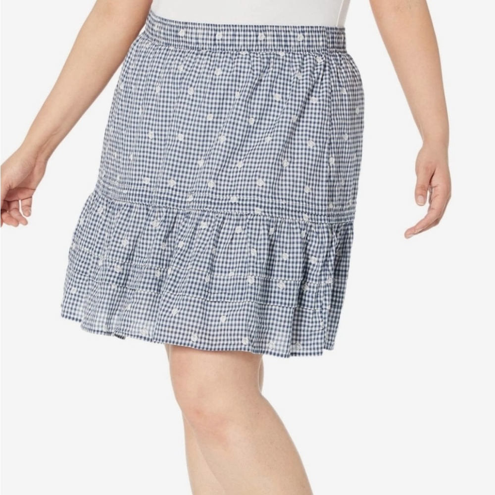 Madewell Gingham Tiered Pull On Skirt NWT - Picture 2 of 11
